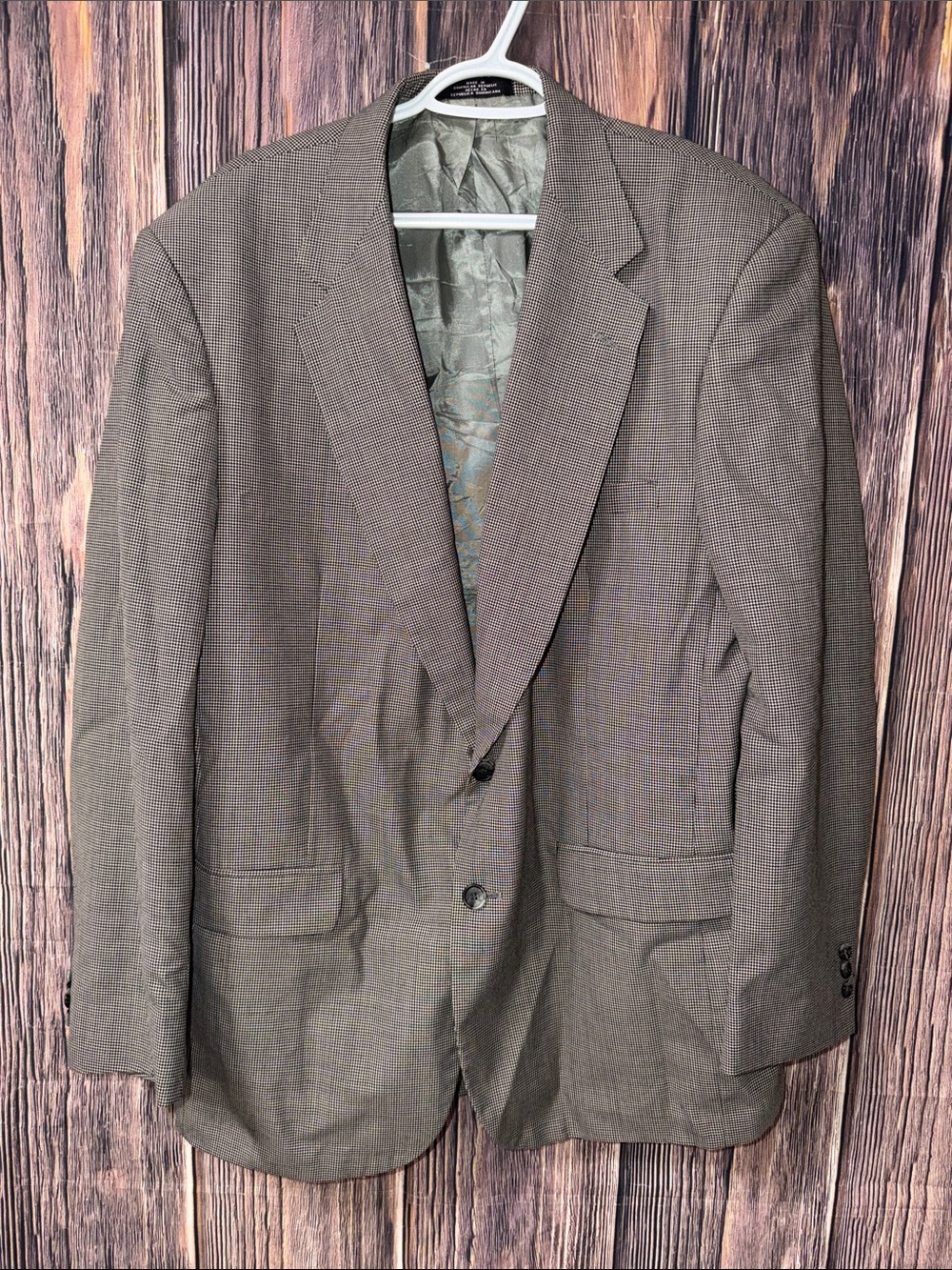 Towncraft Brown Micro-Check Sport Coat wool blended men’s blazers size 44L